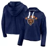 Women's Fanatics Branded Heathered Navy Chicago Bears Historic Logo Sport Resort Vintage Arc Cropped Raw Edge Pullover Hoodie -Fanatics Clothing Shop 5369579