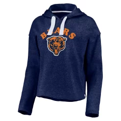 Women's Fanatics Branded Heathered Navy Chicago Bears Historic Logo Sport Resort Vintage Arc Cropped Raw Edge Pullover Hoodie -Fanatics Clothing Shop 5369579 ALT2