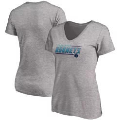 Women's Fanatics Branded Heathered Gray Charlotte Hornets Plus Size Mascot In Bounds V-Neck T-Shirt -Fanatics Clothing Shop 5372739 ALT