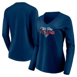 Women's Fanatics Branded Navy Houston Texans Highly Valued Long Sleeve V-Neck T-Shirt