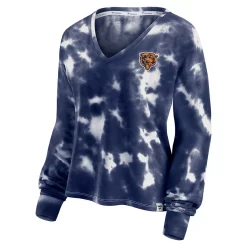 Women's Fanatics Branded White/Navy Chicago Bears Sport Resort Tie-Dye V-Neck Long Sleeve T-Shirt -Fanatics Clothing Shop 5374171 ALT2