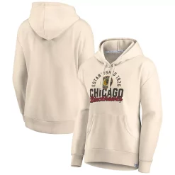 Women's Fanatics Branded Cream Chicago Blackhawks Carry the Puck Pullover Hoodie Sweatshirt