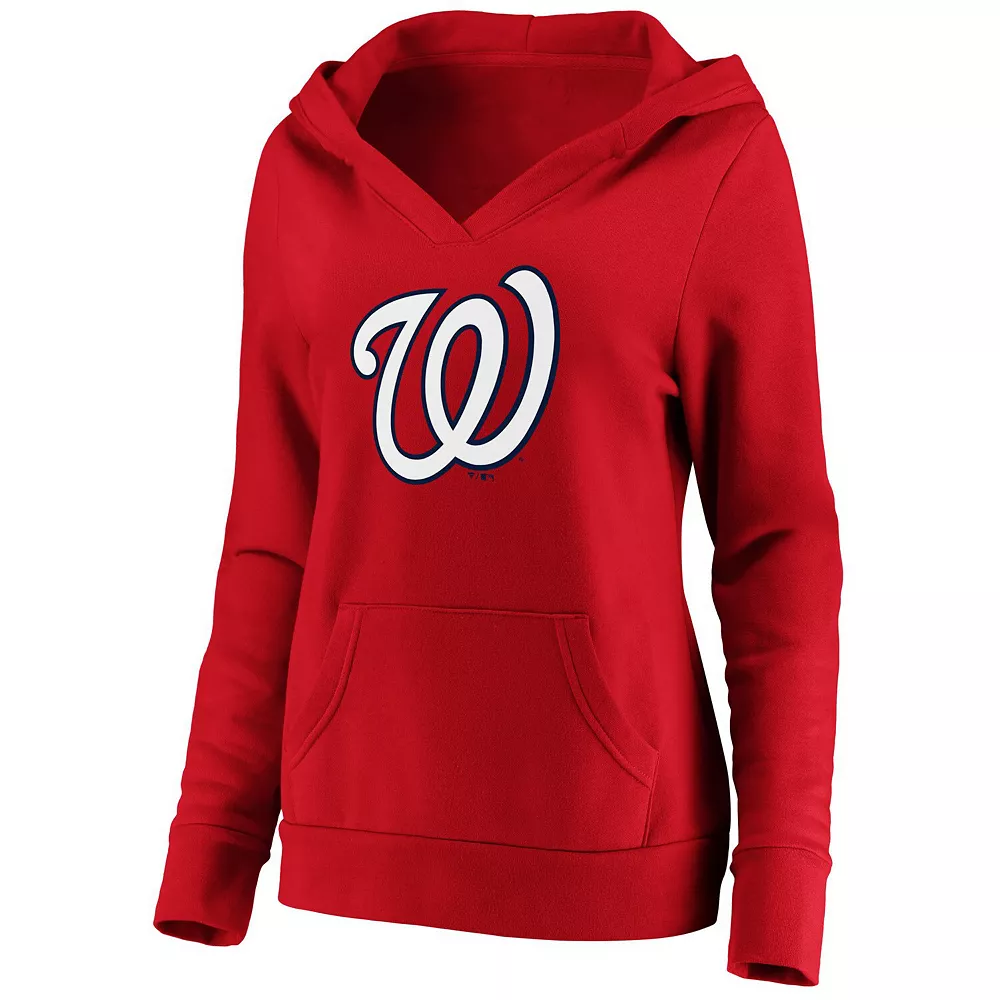 Women's Fanatics Branded Red Washington Nationals Official Logo Crossover V-Neck Pullover Hoodie 5 Women's Fanatics Branded Red Washington Nationals Official Logo Crossover V-Neck Pullover Hoodie - Image 3