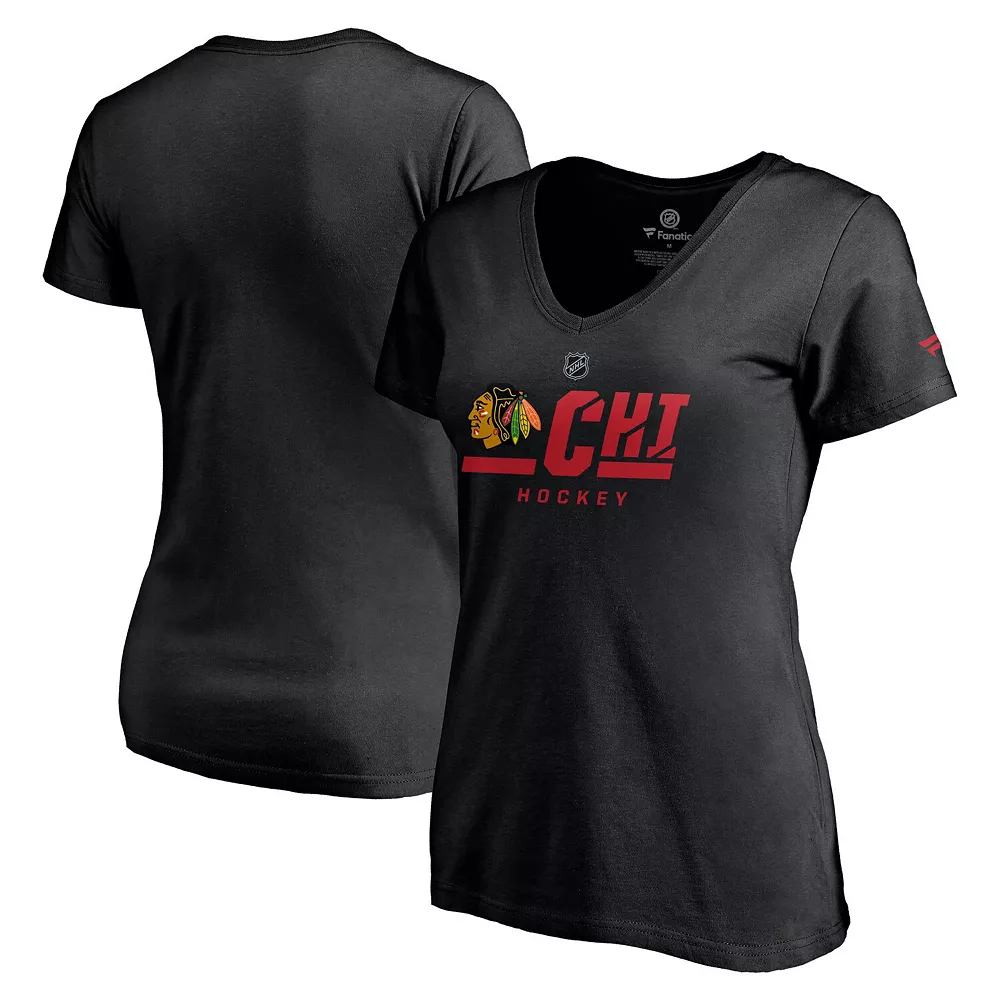 Women's Fanatics Branded Black Chicago Blackhawks Authentic Pro Secondary Logo V-Neck T-Shirt 4 Women's Fanatics Branded Black Chicago Blackhawks Authentic Pro Secondary Logo V-Neck T-Shirt - Image 2