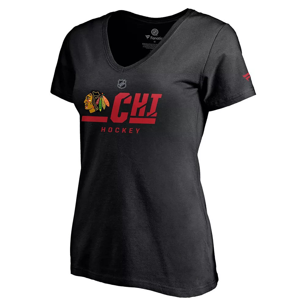Women's Fanatics Branded Black Chicago Blackhawks Authentic Pro Secondary Logo V-Neck T-Shirt 5 Women's Fanatics Branded Black Chicago Blackhawks Authentic Pro Secondary Logo V-Neck T-Shirt - Image 3