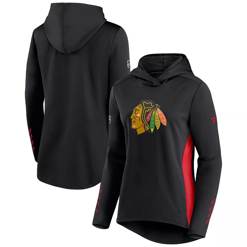 Women's Fanatics Branded Black/Red Chicago Blackhawks Authentic Pro Locker Room Pullover Hoodie 3 Women's Fanatics Branded Black/Red Chicago Blackhawks Authentic Pro Locker Room Pullover Hoodie