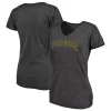 Women's Fanatics Branded Heathered Charcoal Pittsburgh Pirates Wordmark Tri-Blend V-Neck T-Shirt -Fanatics Clothing Shop 5385923