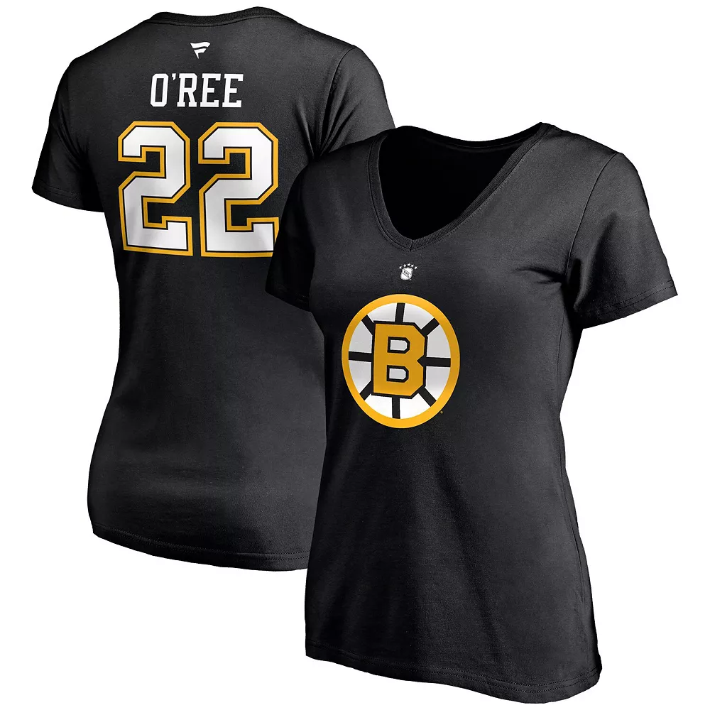 Women's Fanatics Branded Willie O'Ree Black Boston Bruins Authentic Stack Retired Player Name & Number V-Neck T-Shirt 4 Women's Fanatics Branded Willie O'Ree Black Boston Bruins Authentic Stack Retired Player Name & Number V-Neck T-Shirt - Image 2