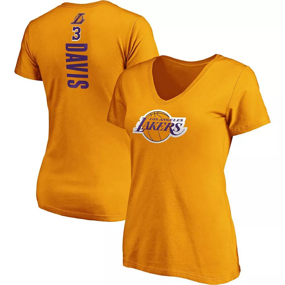 Women's Fanatics Branded Anthony Davis Gold Los Angeles Lakers Team Playmaker Name & Number V-Neck T-Shirt 4 Women's Fanatics Branded Anthony Davis Gold Los Angeles Lakers Team Playmaker Name & Number V-Neck T-Shirt - Image 2