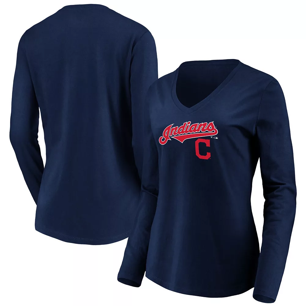 Women's Fanatics Branded Navy Cleveland Indians Core Team Lockup Long Sleeve V-Neck T-Shirt 4 Women's Fanatics Branded Navy Cleveland Indians Core Team Lockup Long Sleeve V-Neck T-Shirt - Image 2