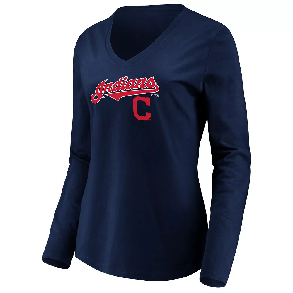 Women's Fanatics Branded Navy Cleveland Indians Core Team Lockup Long Sleeve V-Neck T-Shirt 5 Women's Fanatics Branded Navy Cleveland Indians Core Team Lockup Long Sleeve V-Neck T-Shirt - Image 3