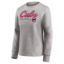 Women's Fanatics Branded Heathered Gray Chicago Cubs Crew Pullover Sweater -Fanatics Clothing Shop 5399153 ALT2
