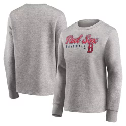 Women's Fanatics Branded Heathered Gray Boston Red Sox Crew Pullover Sweater