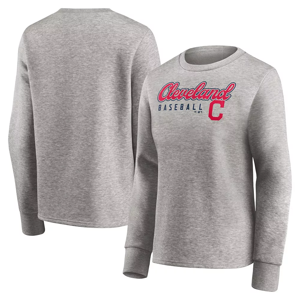 Women's Fanatics Branded Heathered Gray Cleveland Indians Crew Pullover Sweater 3 Women's Fanatics Branded Heathered Gray Cleveland Indians Crew Pullover Sweater