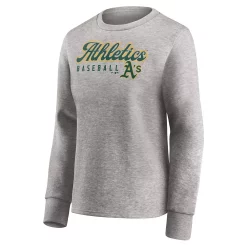 Women's Fanatics Branded Heathered Gray Oakland Athletics Crew Pullover Sweater -Fanatics Clothing Shop 5400151 ALT2