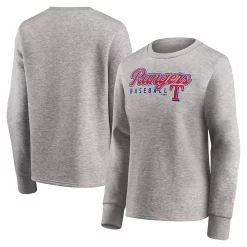 Women's Fanatics Branded Heathered Gray Texas Rangers Crew Pullover Sweater
