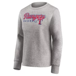 Women's Fanatics Branded Heathered Gray Texas Rangers Crew Pullover Sweater -Fanatics Clothing Shop 5401871 ALT2