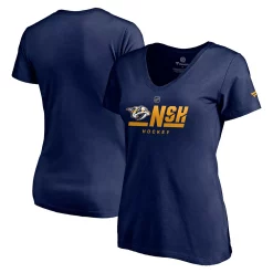 Women's Fanatics Branded Navy Nashville Predators Authentic Pro Secondary Logo V-Neck T-Shirt -Fanatics Clothing Shop 5408970 ALT