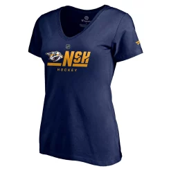 Women's Fanatics Branded Navy Nashville Predators Authentic Pro Secondary Logo V-Neck T-Shirt -Fanatics Clothing Shop 5408970 ALT2