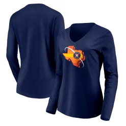Women's Fanatics Branded Navy Houston Astros Hometown Collection Orbit Long Sleeve V-Neck T-Shirt -Fanatics Clothing Shop 5409422 ALT