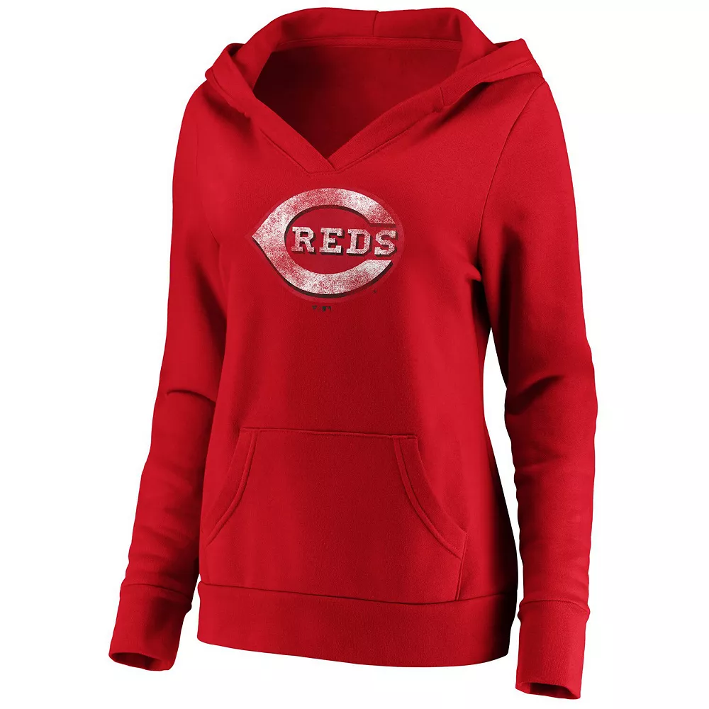 Women's Fanatics Branded Red Cincinnati Reds Core Team Crossover V-Neck Pullover Hoodie 5 Women's Fanatics Branded Red Cincinnati Reds Core Team Crossover V-Neck Pullover Hoodie - Image 3