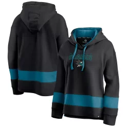 Women's Fanatics Branded Black/Teal San Jose Sharks Colors of Pride Colorblock Pullover Hoodie