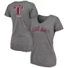 Women's Fanatics Branded Heathered Gray Texas A&M Aggies Slab Serif 2-Hit V-Neck Tri-Blend T-Shirt