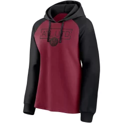 Women's Fanatics Branded Black/Red Atlanta United FC Logo Raglan Pullover Hoodie -Fanatics Clothing Shop 5414831 ALT2