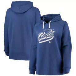 Women's Fanatics Branded Royal Indianapolis Colts Plus Size First Contact Raglan Pullover Hoodie