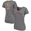 Women's Fanatics Branded Heathered Gray Minnesota Golden Gophers Slab Serif 2-Hit V-Neck Tri-Blend T-Shirt