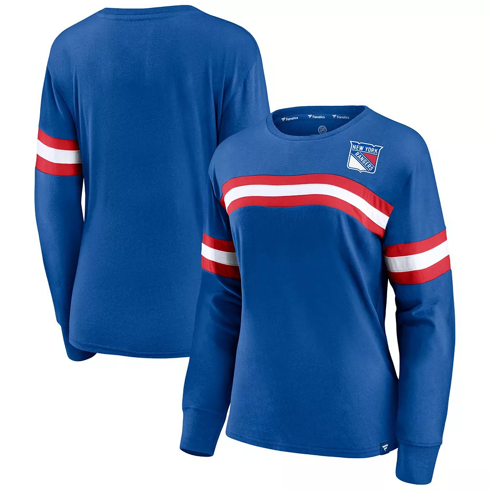 Women's Fanatics Branded Blue New York Rangers Block Party Primary Logo Fashion Long Sleeve T-Shirt 4 Women's Fanatics Branded Blue New York Rangers Block Party Primary Logo Fashion Long Sleeve T-Shirt - Image 2