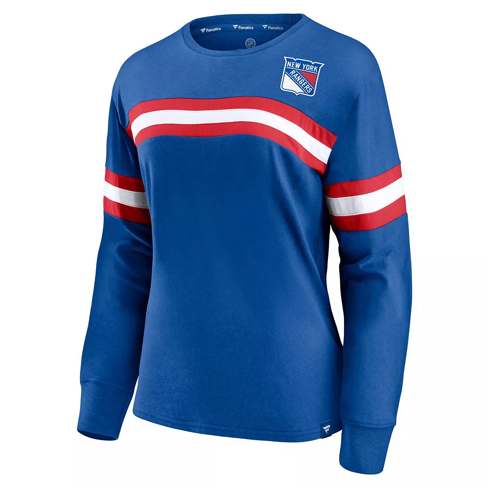 Women's Fanatics Branded Blue New York Rangers Block Party Primary Logo Fashion Long Sleeve T-Shirt 5 Women's Fanatics Branded Blue New York Rangers Block Party Primary Logo Fashion Long Sleeve T-Shirt - Image 3