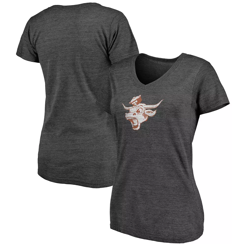 Women's Fanatics Branded Heathered Charcoal Texas Longhorns Vault Primary Logo V-Neck Tri-Blend T-Shirt 3 Women's Fanatics Branded Heathered Charcoal Texas Longhorns Vault Primary Logo V-Neck Tri-Blend T-Shirt