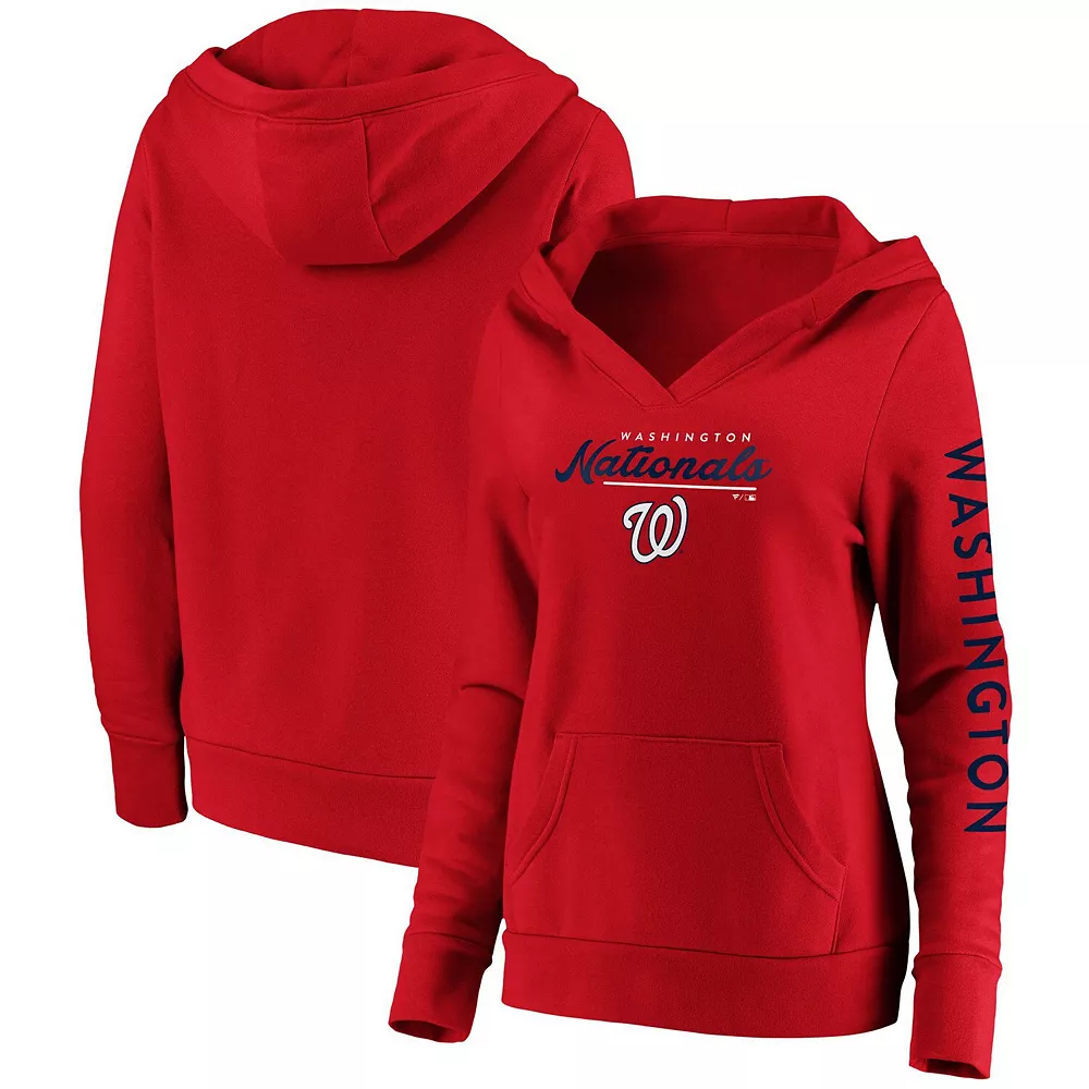 Women's Fanatics Branded Red Washington Nationals Core High Class Crossover Pullover Hoodie 4 Women's Fanatics Branded Red Washington Nationals Core High Class Crossover Pullover Hoodie - Image 2