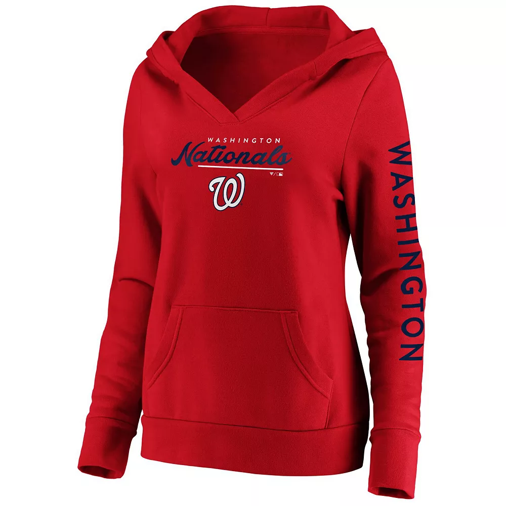 Women's Fanatics Branded Red Washington Nationals Core High Class Crossover Pullover Hoodie 5 Women's Fanatics Branded Red Washington Nationals Core High Class Crossover Pullover Hoodie - Image 3