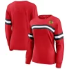 Women's Fanatics Branded Red Chicago Blackhawks Block Party Primary Logo Fashion Long Sleeve T-Shirt -Fanatics Clothing Shop 5418090