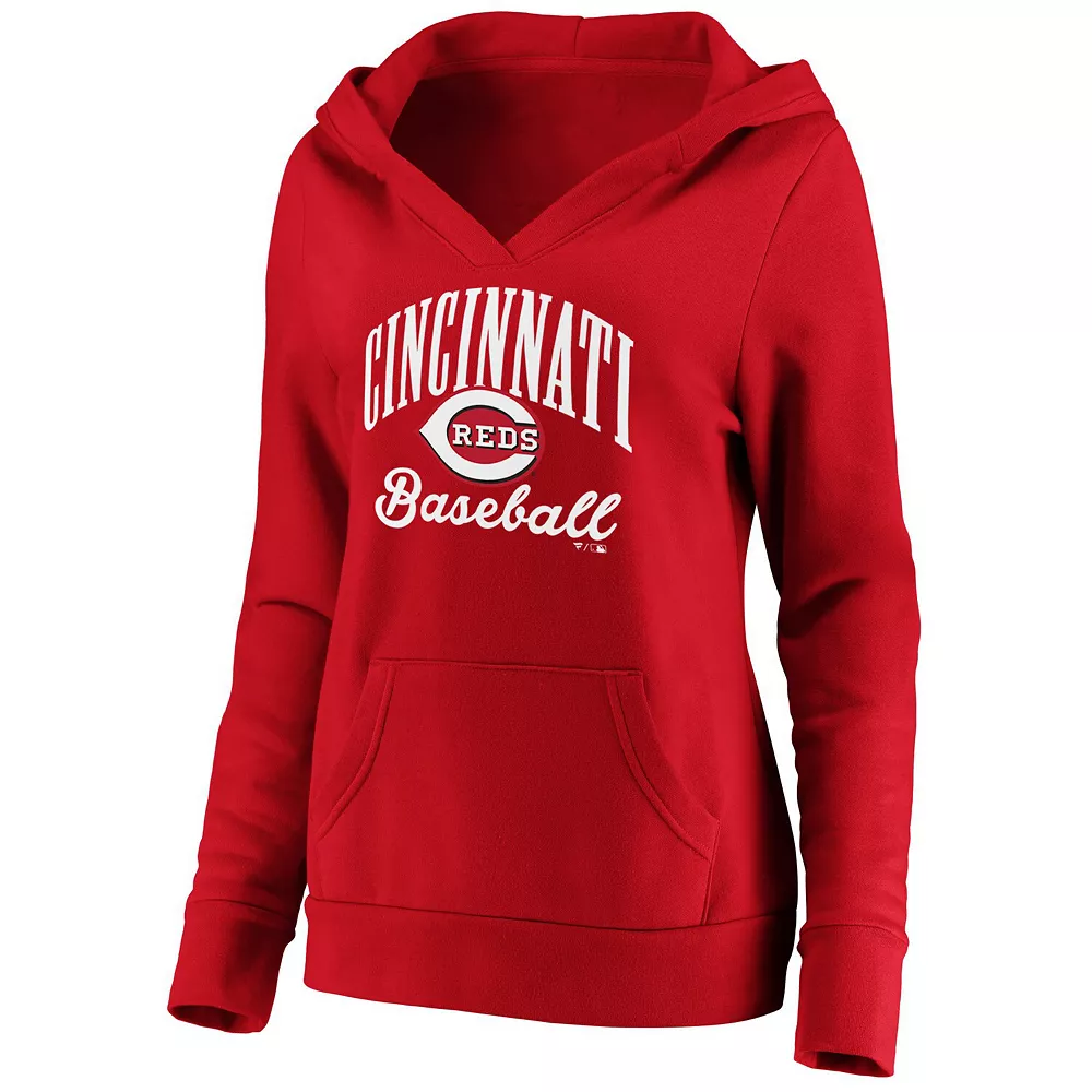 Women's Fanatics Branded Red Cincinnati Reds Victory Script Crossover Neck Pullover Hoodie 5 Women's Fanatics Branded Red Cincinnati Reds Victory Script Crossover Neck Pullover Hoodie - Image 3