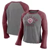 Women's Majestic Heathered Gray/Heathered Maroon Texas A&M Aggies Competitive Edge Cropped Raglan Long Sleeve T-Shirt -Fanatics Clothing Shop 5418324