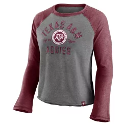 Women's Majestic Heathered Gray/Heathered Maroon Texas A&M Aggies Competitive Edge Cropped Raglan Long Sleeve T-Shirt -Fanatics Clothing Shop 5418324 ALT2