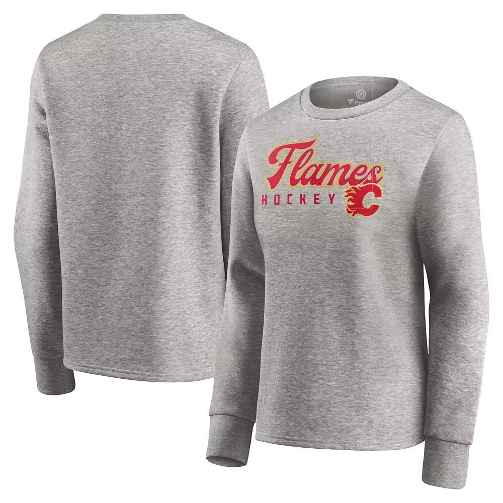 Women's Fanatics Branded Heathered Gray Calgary Flames Fan Favorite Script Pullover Sweatshirt 4 Women's Fanatics Branded Heathered Gray Calgary Flames Fan Favorite Script Pullover Sweatshirt - Image 2