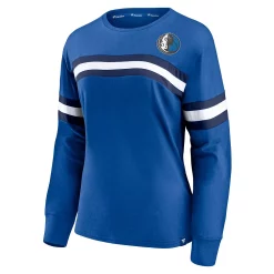 Women's Fanatics Branded Blue Dallas Mavericks Block Party Chest Logo Striped Long Sleeve T-Shirt -Fanatics Clothing Shop 5419267 ALT2