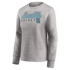 Women's Fanatics Branded Heathered Gray Seattle Kraken Fan Favorite Script Pullover Sweatshirt -Fanatics Clothing Shop 5423216 ALT2
