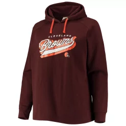 Women's Fanatics Branded Brown Cleveland Browns Plus Size First Contact Raglan Pullover Hoodie -Fanatics Clothing Shop 5423575 ALT2