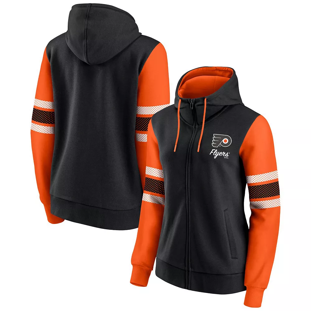 Women's Fanatics Branded Black/Orange Philadelphia Flyers Script Fleece Full-Zip Hoodie 3 Women's Fanatics Branded Black/Orange Philadelphia Flyers Script Fleece Full-Zip Hoodie
