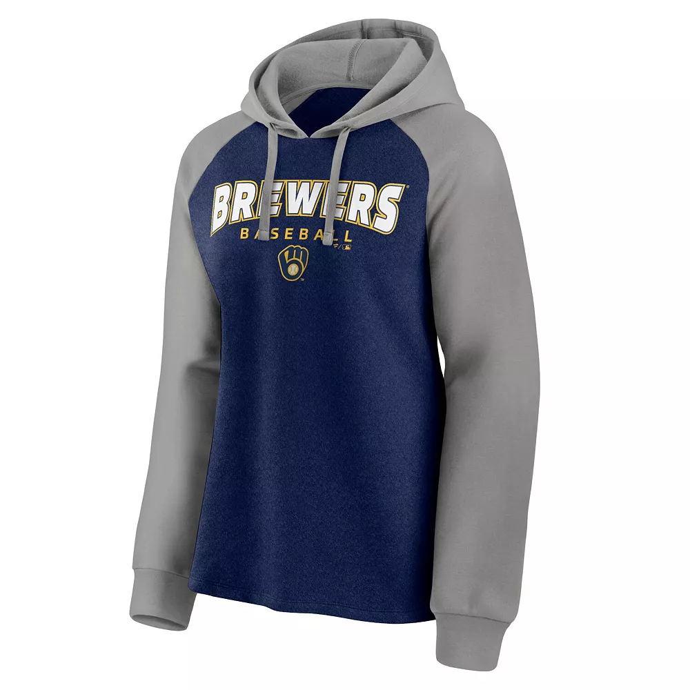 Women's Fanatics Branded Navy/Gray Milwaukee Brewers Recharged Raglan Pullover Hoodie 5 Women's Fanatics Branded Navy/Gray Milwaukee Brewers Recharged Raglan Pullover Hoodie - Image 3