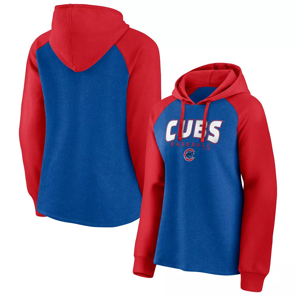 Women's Fanatics Branded Royal/Red Chicago Cubs Recharged Raglan Pullover Hoodie 3 Women's Fanatics Branded Royal/Red Chicago Cubs Recharged Raglan Pullover Hoodie