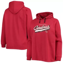 Women's Fanatics Branded Cardinal Arizona Cardinals Plus Size First Contact Raglan Pullover Hoodie