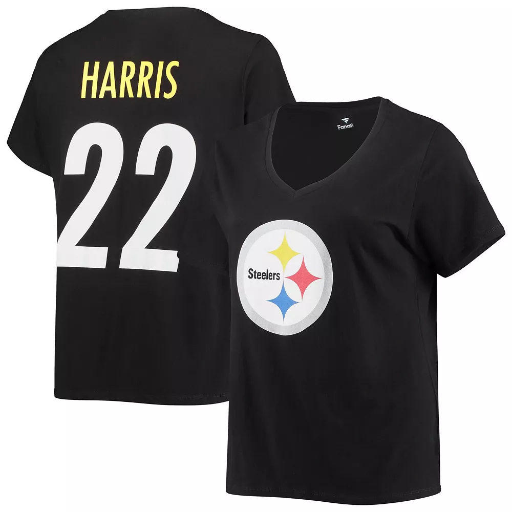 Women's Fanatics Branded Najee Harris Black Pittsburgh Steelers Plus Size Player Name & Number V-Neck T-Shirt 3 Women's Fanatics Branded Najee Harris Black Pittsburgh Steelers Plus Size Player Name & Number V-Neck T-Shirt