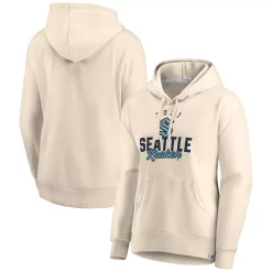 Women's Fanatics Branded Oatmeal Seattle Kraken Carry the Puck Pullover Hoodie Sweatshirt -Fanatics Clothing Shop 5426748 ALT