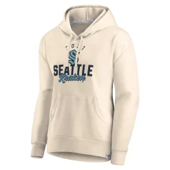 Women's Fanatics Branded Oatmeal Seattle Kraken Carry the Puck Pullover Hoodie Sweatshirt -Fanatics Clothing Shop 5426748 ALT2